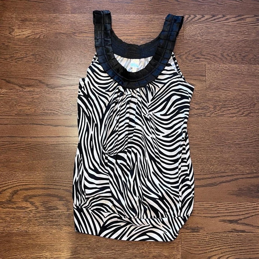 y2k black and white zebra print tank top small